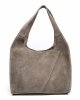 Modny zamszowy beżowy shopper taupe